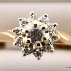 14-18K Yellow Gold 11 Diamond Cluster Ring