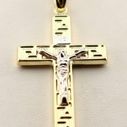 10k yellow & white gold crucifix