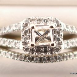 10k white gold 65 round / 1 princess cut diamond set