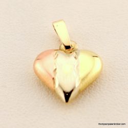 10k tri colour gold heart charm